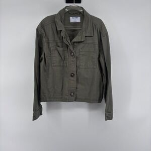 Old Navy Girls‎ Olive Green Button Front Utility Jacket, Size Medium (8)